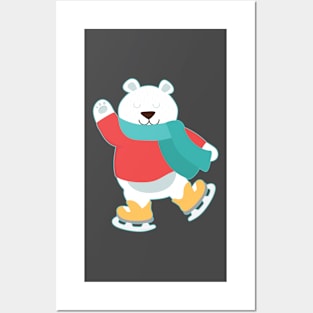 Polar Bear Go Skating for Merry Christmas Posters and Art